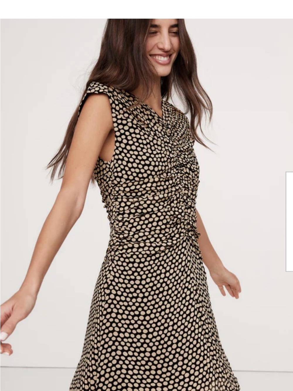 Banana Republic Black Mini Dress with Cream Dot Print